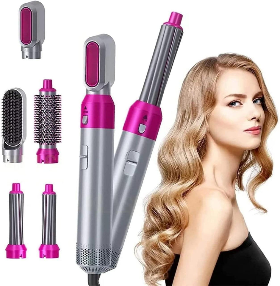 5 in 1 Multifunctional Hair Dryer Styling Tool, Detachable 5-in-1 Multi-Head Hot Air Comb, The Negative Ion Automatic Suction Hair Curler - Quik O Mart