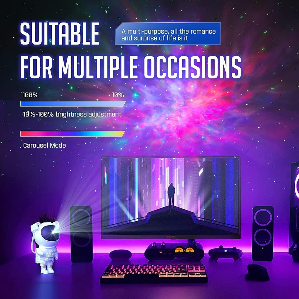 Astronaut Galaxy Projector - 360 Magnetic Head Rotation, Remote Control - Quik O Mart